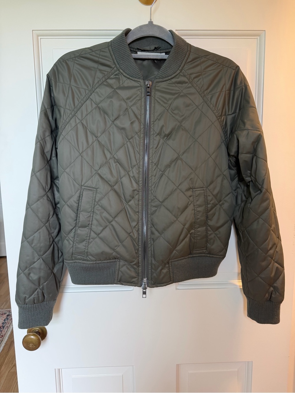 VINCE Quilted Bomber Jacket in Olive Green - Women's size 2 (xs)
